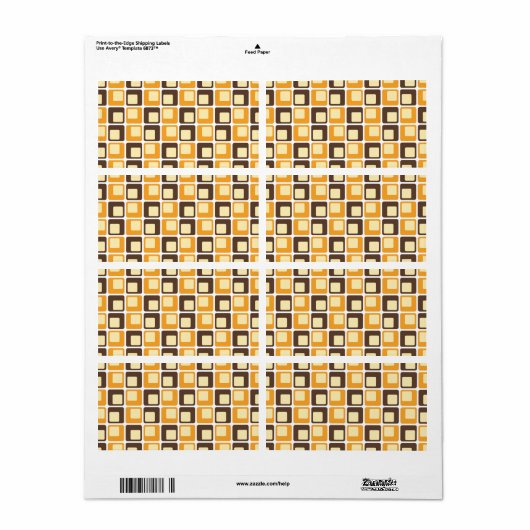 70s Retro Square Shapes Pattern Etiket (Full Sheet)