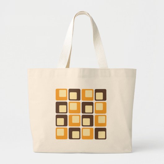 70s Retro Square Shapes Pattern Grote Tote Bag (Voorkant)