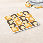 70s Retro Square Shapes Pattern Kartonnen Onderzetters (Schuin)