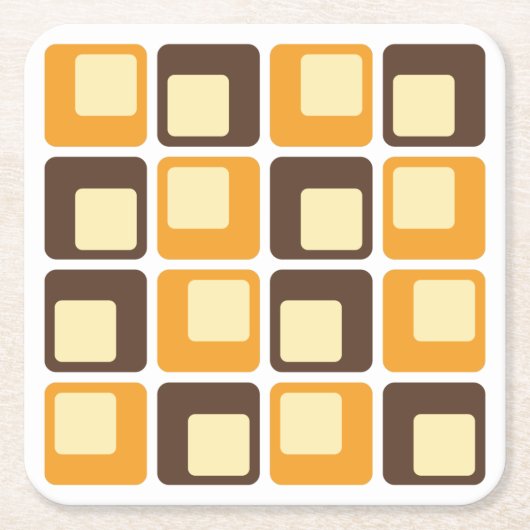 70s Retro Square Shapes Pattern Kartonnen Onderzetters (Voorkant)