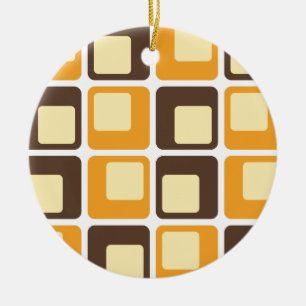 70s Retro Square Shapes Pattern Keramisch Ornament