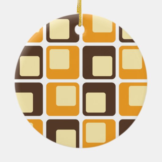 70s Retro Square Shapes Pattern Keramisch Ornament (Achterkant)