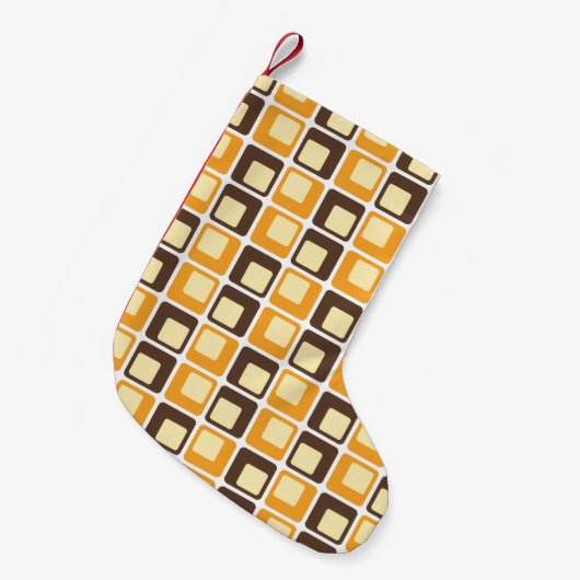 70s Retro Square Shapes Pattern Kleine Kerstsok (Voorkant (Hangend))