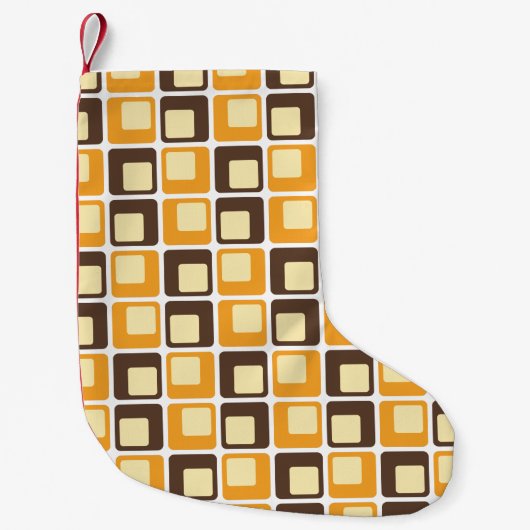 70s Retro Square Shapes Pattern Kleine Kerstsok (Voorkant)