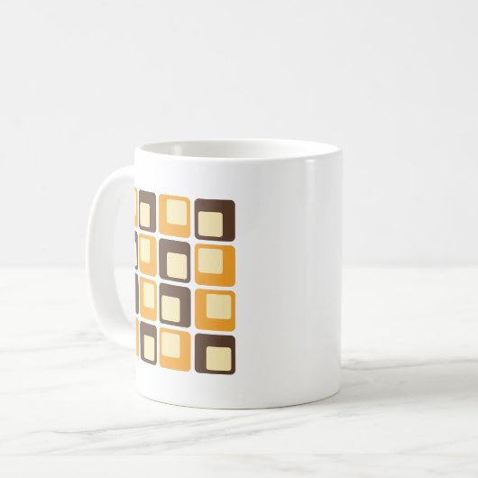 70s Retro Square Shapes Pattern Koffiemok (Voorkant links)