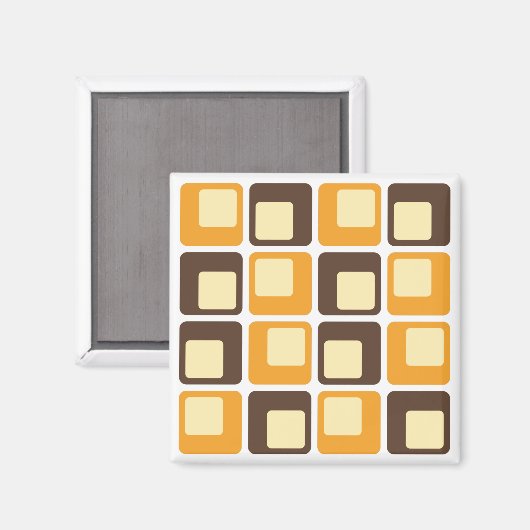 70s Retro Square Shapes Pattern Magneet (Voorkant / Achterkant)