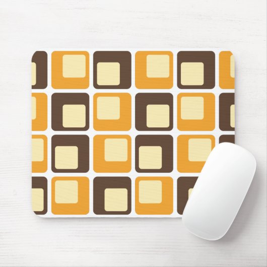 70s Retro Square Shapes Pattern Muismat (Met muis)