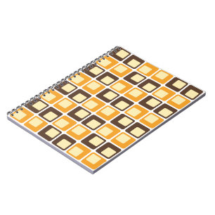 70s Retro Square Shapes Pattern Notitieboek