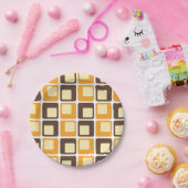 70s Retro Square Shapes Pattern Papieren Bordje (Feest)