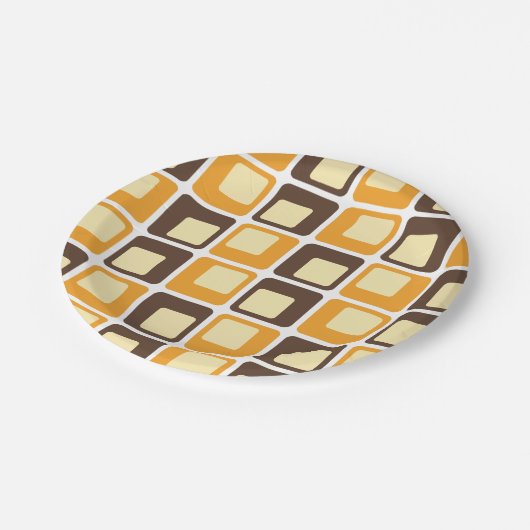 70s Retro Square Shapes Pattern Papieren Bordje (Gekanteld)
