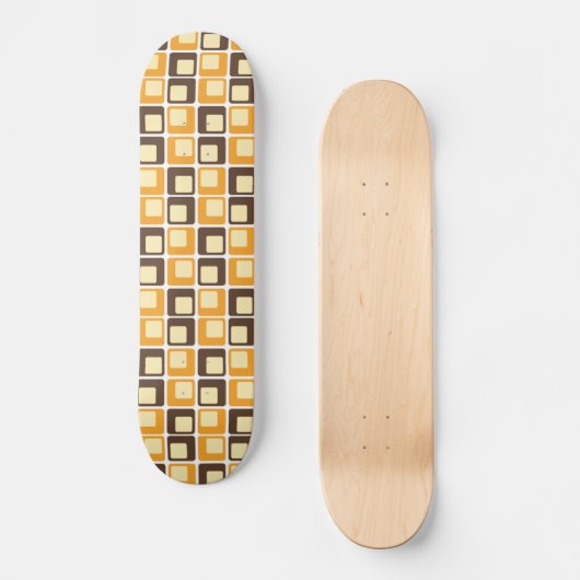 70s Retro Square Shapes Pattern Persoonlijk Skateboard (Voorkant)