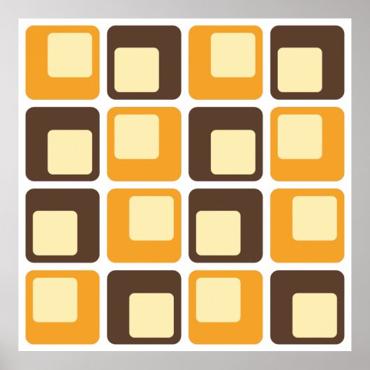 70s Retro Square Shapes Pattern Poster (Voorkant)