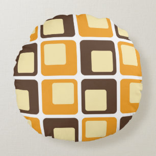 70s Retro Square Shapes Pattern Rond Kussen
