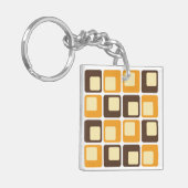 70s Retro Square Shapes Pattern Sleutelhanger (Voorkant Links)