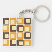 70s Retro Square Shapes Pattern Sleutelhanger (Achterkant)