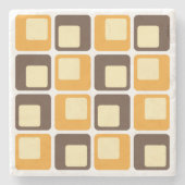 70s Retro Square Shapes Pattern Stenen Onderzetter (Voorkant)