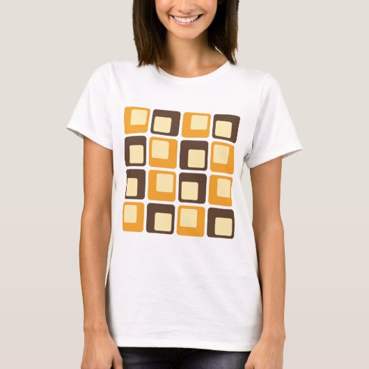 70s Retro Square Shapes Pattern T-shirt (Voorkant)