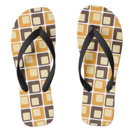 70s Retro Square Shapes Pattern Teenslippers (Voetbed)