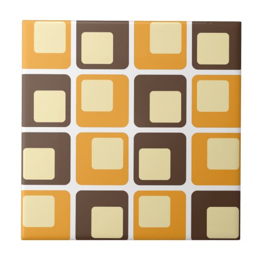 70s Retro Square Shapes Pattern Tegeltje (Voorkant)