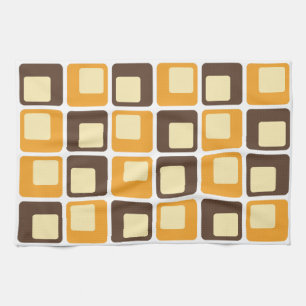 70s Retro Square Shapes Pattern Theedoek