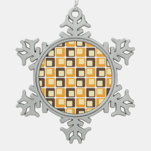 70s Retro Square Shapes Pattern Tin Sneeuwvlok Ornament
