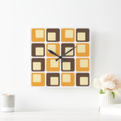 70s Retro Square Shapes Pattern Vierkante Klok (Huis)