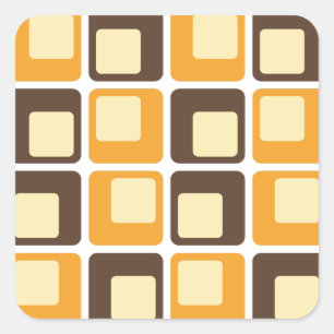 70s Retro Square Shapes Pattern Vierkante Sticker