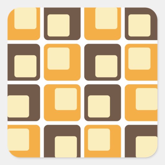 70s Retro Square Shapes Pattern Vierkante Sticker (Voorkant)