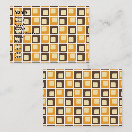 70s Retro Square Shapes Pattern Visitekaartje (Voorkant / Achterkant)