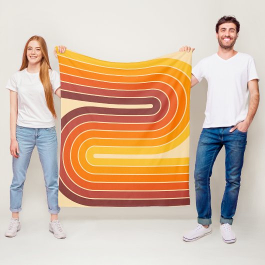 70s Retro Stijl Geometrisch Ontwerp Fleece Deken (In situ)