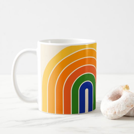 70s Retro Stijl Geometrisch Ontwerp Koffiemok (Met donut)
