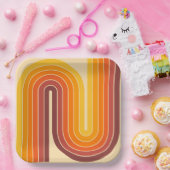 70s Retro  Stijl Geometrisch Ontwerp Papieren Bordje (Feest)