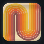 70s Retro  Stijl Geometrisch Ontwerp Papieren Bordje<br><div class="desc">70s Retro  Stijl Geometrisch Ontwerp in Bruin Sinaasappel en Geel.</div>