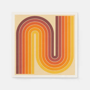 70s Retro  Stijl Geometrisch Ontwerp Servet