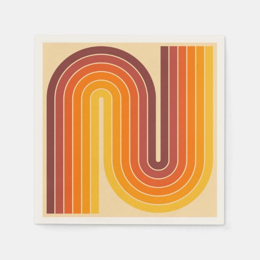 70s Retro  Stijl Geometrisch Ontwerp Servet (Voorkant)