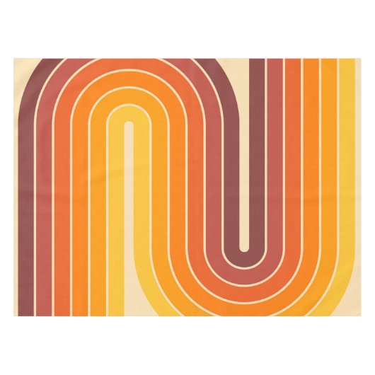 70s Retro Stijl Geometrisch Ontwerp Tafelkleed (Voorkant (Horizontaal))