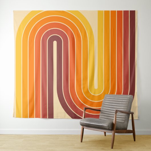 70s Retro  Stijl Geometrisch Ontwerp Wandkleed (In Situ (horizontaal))