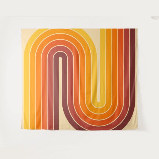 70s Retro Stijl Geometrisch Ontwerp Wandkleed (Voorkant (horizontaal))