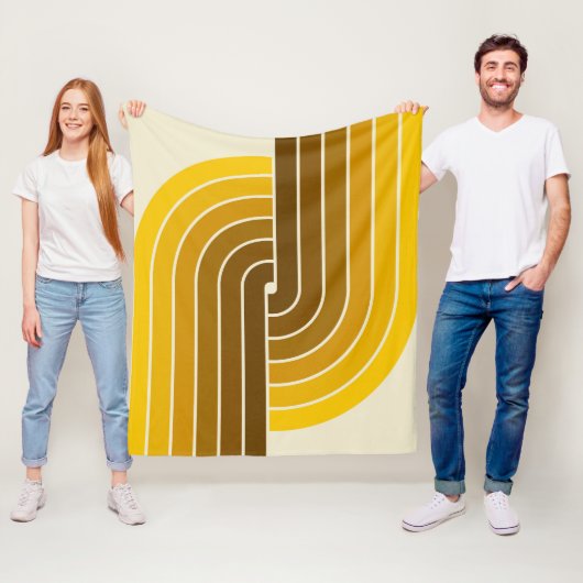 70s Retro  Stijl Geometrische Patroon Fleece Deken (In situ)