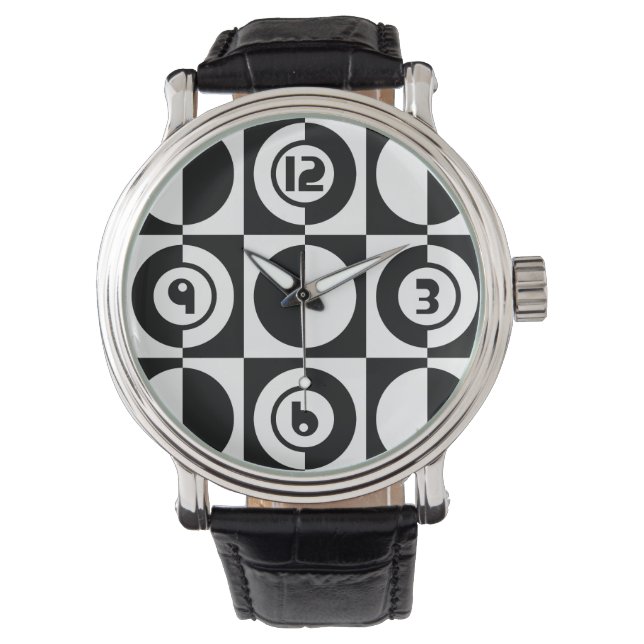 70s Retro  Stijl Geometrische Patroon Horloge (Voorkant)