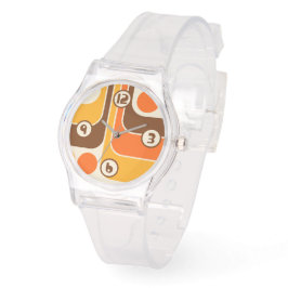 70s Retro  Stijl Geometrische Patroon Horloge