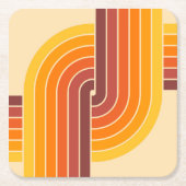 70s Retro Stijl Geometrische Patroon Kartonnen Onderzetters (Voorkant)