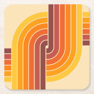 70s Retro  Stijl Geometrische Patroon Kartonnen Onderzetters