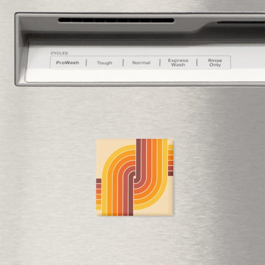 70s Retro  Stijl Geometrische Patroon Magneet (Insitu (Vaatwasser))