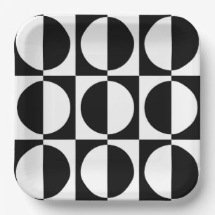 70s Retro Stijl Geometrische Patroon Papieren Bordje