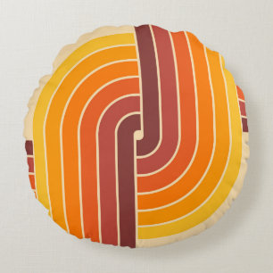 70s Retro  Stijl Geometrische Patroon Rond Kussen