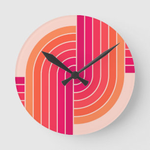 70s Retro  Stijl Geometrische Patroon Ronde Klok