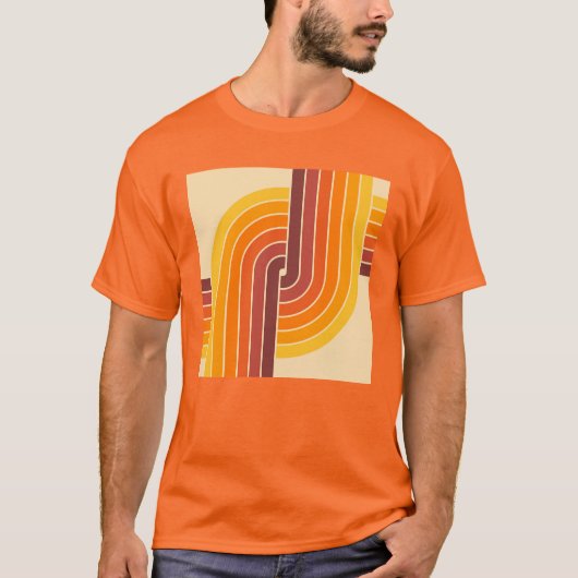 70s Retro  Stijl Geometrische Patroon T-shirt (Voorkant)