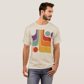 70s Retro Stijl Geometrische Patroon T-shirt (Voorkant volledig)