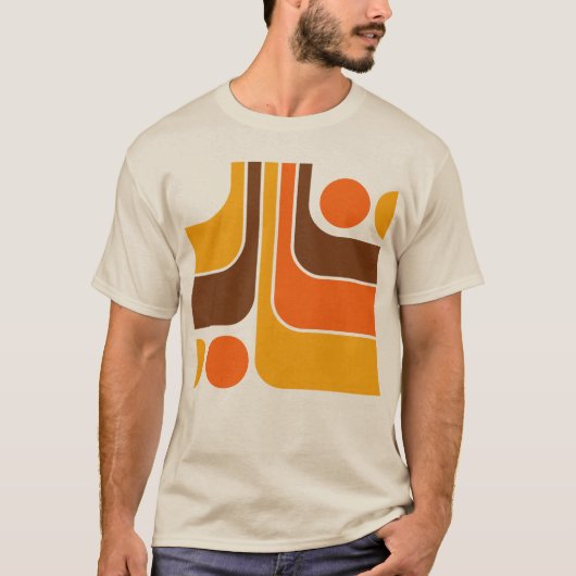 70s Retro  Stijl Geometrische Patroon T-shirt (Voorkant)